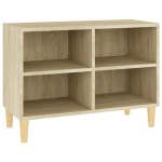 vidaXL Comodă TV, picioare lemn masiv, stejar sonoma, 69,5x30x50 cm vidaXL Comodă TV, picioare lemn masiv, stejar sonoma, 69,5x30x50 cm