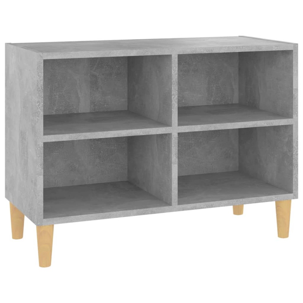 vidaXL Comodă TV, picioare lemn masiv, gri beton, 69,5x30x50 cm