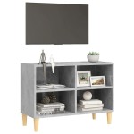vidaXL Comodă TV, picioare lemn masiv, gri beton, 69,5x30x50 cm vidaXL Comodă TV, picioare lemn masiv, gri beton, 69,5x30x50 cm