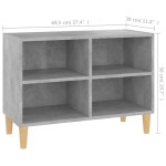 vidaXL Comodă TV, picioare lemn masiv, gri beton, 69,5x30x50 cm vidaXL Comodă TV, picioare lemn masiv, gri beton, 69,5x30x50 cm