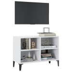 vidaXL Comodă TV cu picioare metalice, alb, 69,5x30x50 cm