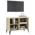 vidaXL Comodă TV cu picioare de metal, stejar sonoma, 69,5x30x50 cm