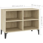 vidaXL Comodă TV cu picioare de metal, stejar sonoma, 69,5x30x50 cm