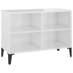 vidaXL Comodă TV cu picioare metalice, alb extralucios, 69,5x30x50 cm