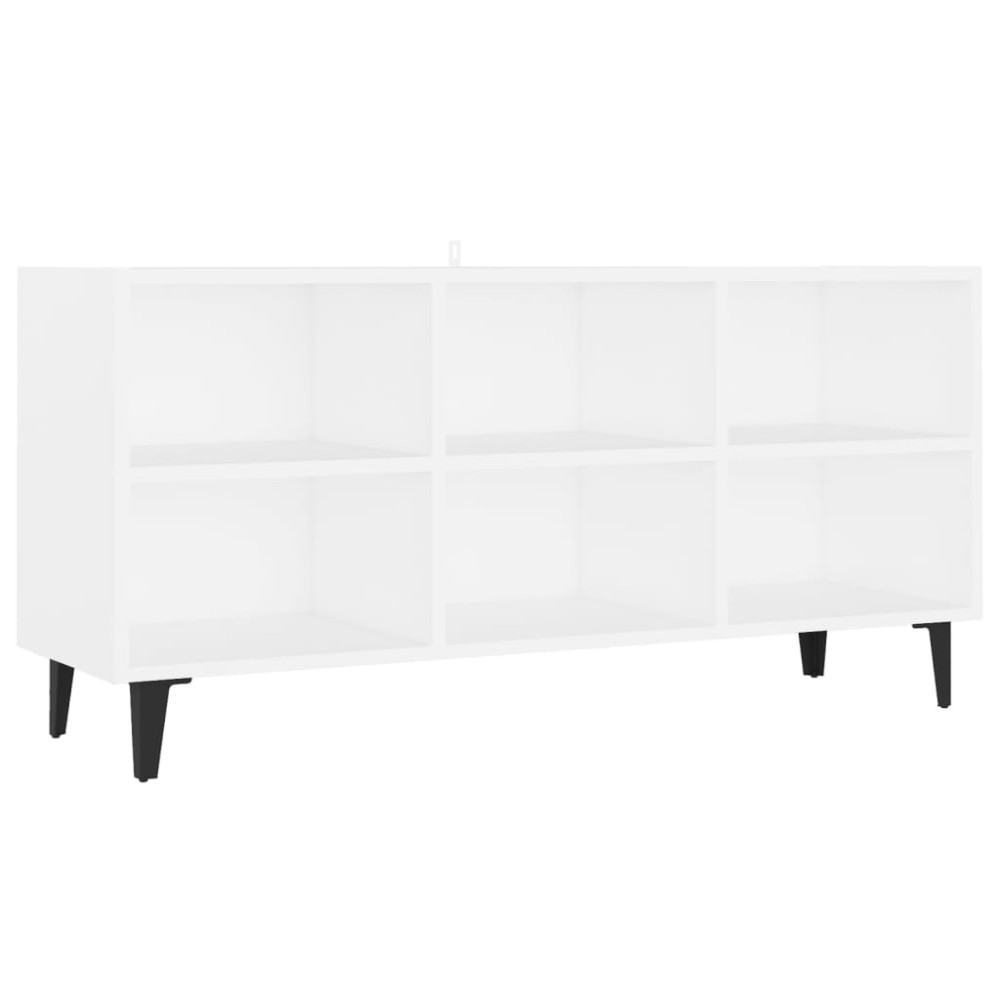 vidaXL Comodă TV cu picioare metalice, alb, 103,5x30x50 cm