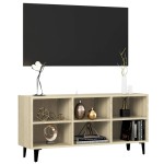 vidaXL Comodă TV cu picioare metalice, stejar sonoma, 103,5x30x50 cm vidaXL Comodă TV cu picioare metalice, stejar sonoma, 103,5x30x50 cm
