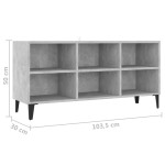 vidaXL Comodă TV cu picioare metalice, gri beton, 103,5x30x50 cm