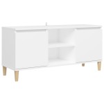 vidaXL Comodă TV cu picioare din lemn masiv, alb, 103,5x35x50 cm