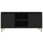 vidaXL Comodă TV, picioare lemn masiv, negru, 103,5x35x50 cm vidaXL Comodă TV, picioare lemn masiv, negru, 103,5x35x50 cm