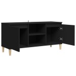 vidaXL Comodă TV, picioare lemn masiv, negru, 103,5x35x50 cm vidaXL Comodă TV, picioare lemn masiv, negru, 103,5x35x50 cm