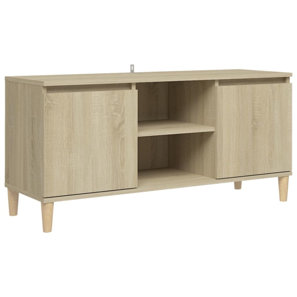 vidaXL Comodă TV, picioare lemn masiv, stejar sonoma, 103,5x35x50 cm