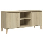 vidaXL Comodă TV, picioare lemn masiv, stejar sonoma, 103,5x35x50 cm vidaXL Comodă TV, picioare lemn masiv, stejar sonoma, 103,5x35x50 cm