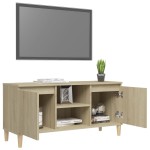 vidaXL Comodă TV, picioare lemn masiv, stejar sonoma, 103,5x35x50 cm vidaXL Comodă TV, picioare lemn masiv, stejar sonoma, 103,5x35x50 cm
