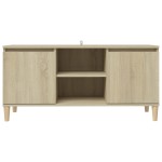 vidaXL Comodă TV, picioare lemn masiv, stejar sonoma, 103,5x35x50 cm vidaXL Comodă TV, picioare lemn masiv, stejar sonoma, 103,5x35x50 cm