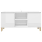 vidaXL Comodă TV & picioare lemn masiv alb extralucios 103,5x35x50 cm vidaXL Comodă TV & picioare lemn masiv alb extralucios 103,5x35x50 cm