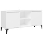 vidaXL Comodă TV cu picioare metalice, alb, 103,5x35x50 cm