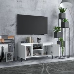 vidaXL Comodă TV cu picioare metalice, alb, 103,5x35x50 cm
