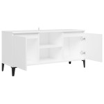 vidaXL Comodă TV cu picioare metalice, alb, 103,5x35x50 cm