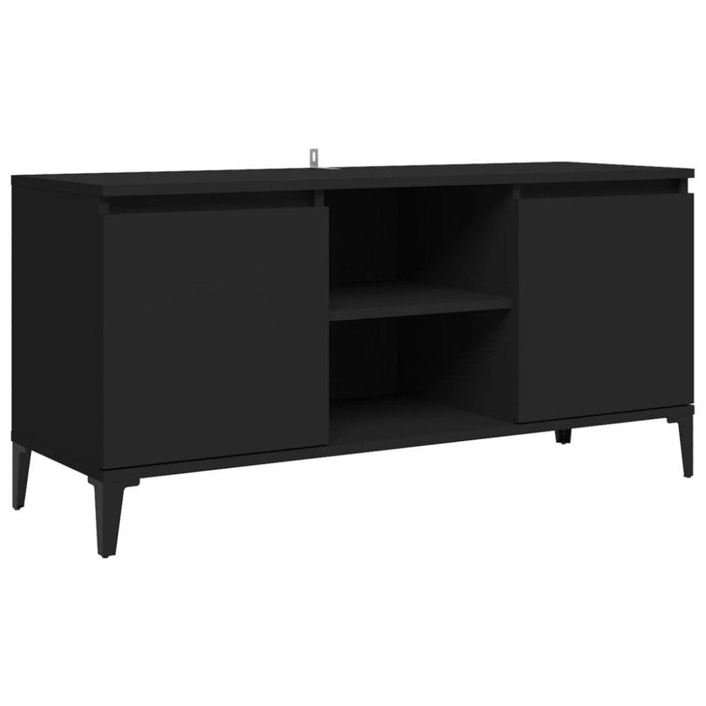 vidaXL Comodă TV cu picioare metalice, negru, 103,5x35x50 cm