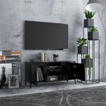 vidaXL Comodă TV cu picioare metalice, negru, 103,5x35x50 cm vidaXL Comodă TV cu picioare metalice, negru, 103,5x35x50 cm