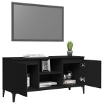 vidaXL Comodă TV cu picioare metalice, negru, 103,5x35x50 cm vidaXL Comodă TV cu picioare metalice, negru, 103,5x35x50 cm