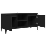vidaXL Comodă TV cu picioare metalice, negru, 103,5x35x50 cm vidaXL Comodă TV cu picioare metalice, negru, 103,5x35x50 cm