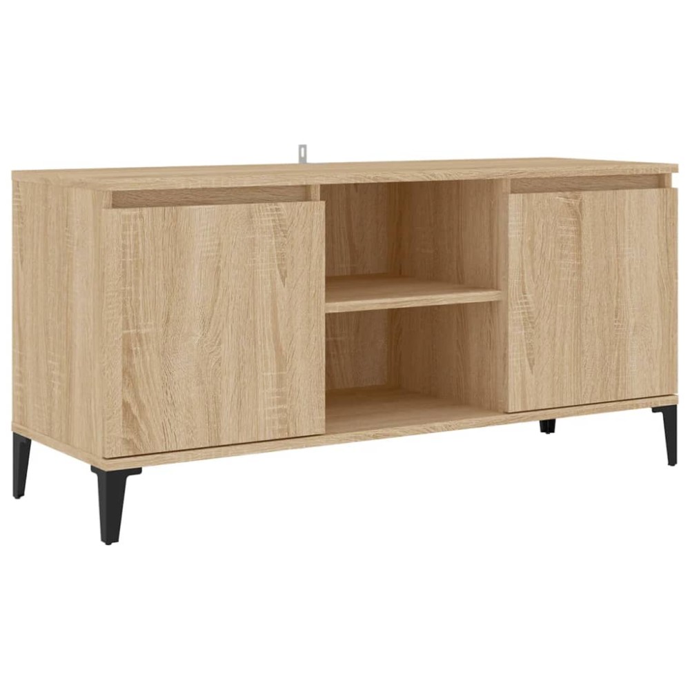 vidaXL Comodă TV cu picioare metalice, stejar sonoma, 103,5x35x50 cm