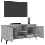 vidaXL Comodă TV cu picioare metalice, gri, 103,5x35x50 cm