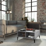 vidaXL Masă de cafea, gri beton, 60x60x30 cm, lemn prelucrat