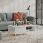 vidaXL Masă de cafea, alb extralucios, 90x60x35 cm, lemn prelucrat vidaXL Masă de cafea, alb extralucios, 90x60x35 cm, lemn prelucrat