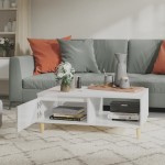 vidaXL Masă de cafea, alb extralucios, 90x60x35 cm, lemn prelucrat vidaXL Masă de cafea, alb extralucios, 90x60x35 cm, lemn prelucrat
