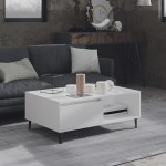 vidaXL Masă de cafea, alb, 90x60x35 cm, lemn prelucrat