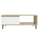 vidaXL Măsuță de cafea alb și stejar Sonoma 90x60x35 cm lemn prelucrat vidaXL Măsuță de cafea alb și stejar Sonoma 90x60x35 cm lemn prelucrat