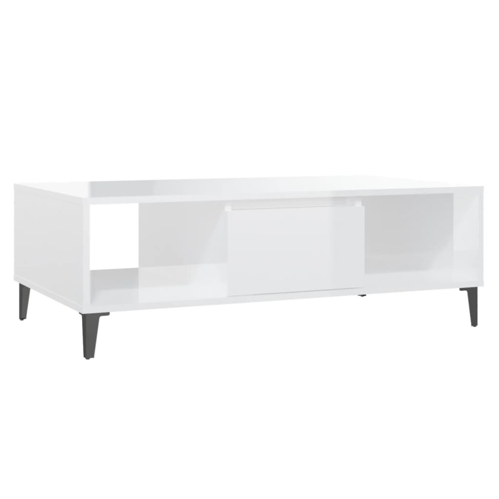 vidaXL Măsuță de cafea, alb extralucios, 103,5x60x35cm, lemn prelucrat