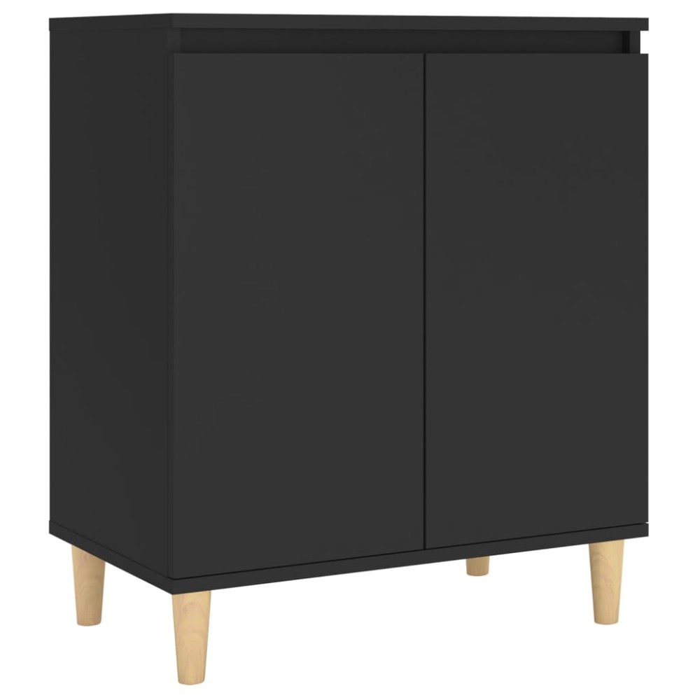 vidaXL Servantă cu picioare din lemn masiv, negru, 60x35x70 cm, PAL
