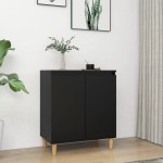 vidaXL Servantă cu picioare din lemn masiv, negru, 60x35x70 cm, PAL