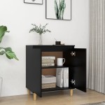 vidaXL Servantă cu picioare din lemn masiv, negru, 60x35x70 cm, PAL