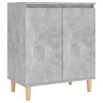 vidaXL Servantă & picioare lemn masiv, gri beton, 60x35x70 cm, PAL vidaXL Servantă & picioare lemn masiv, gri beton, 60x35x70 cm, PAL