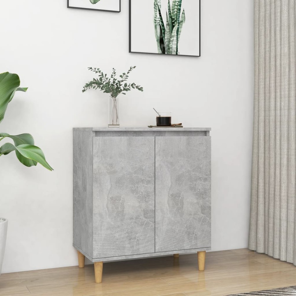 vidaXL Servantă & picioare lemn masiv, gri beton, 60x35x70 cm, PAL