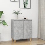 vidaXL Servantă & picioare lemn masiv, gri beton, 60x35x70 cm, PAL vidaXL Servantă & picioare lemn masiv, gri beton, 60x35x70 cm, PAL