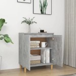 vidaXL Servantă & picioare lemn masiv, gri beton, 60x35x70 cm, PAL vidaXL Servantă & picioare lemn masiv, gri beton, 60x35x70 cm, PAL