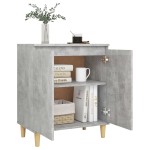 vidaXL Servantă & picioare lemn masiv, gri beton, 60x35x70 cm, PAL vidaXL Servantă & picioare lemn masiv, gri beton, 60x35x70 cm, PAL