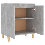 vidaXL Servantă & picioare lemn masiv, gri beton, 60x35x70 cm, PAL vidaXL Servantă & picioare lemn masiv, gri beton, 60x35x70 cm, PAL