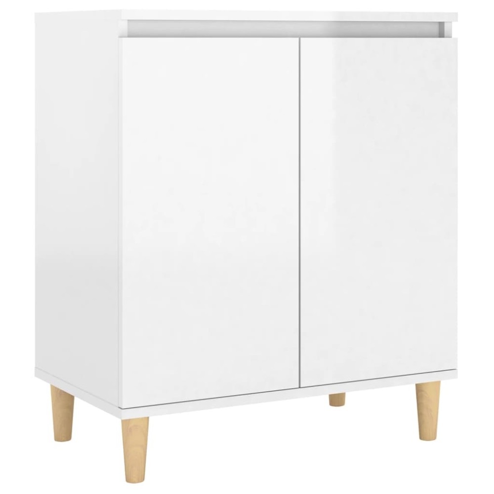 vidaXL Servantă & picioare lemn masiv alb extralucios 60x35x70cm PAL