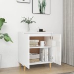 vidaXL Servantă & picioare lemn masiv alb extralucios 60x35x70cm PAL