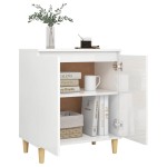 vidaXL Servantă & picioare lemn masiv alb extralucios 60x35x70cm PAL