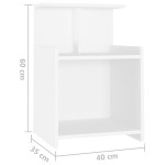 vidaXL Noptiere, 2 buc., alb, 40x35x60 cm, PAL
