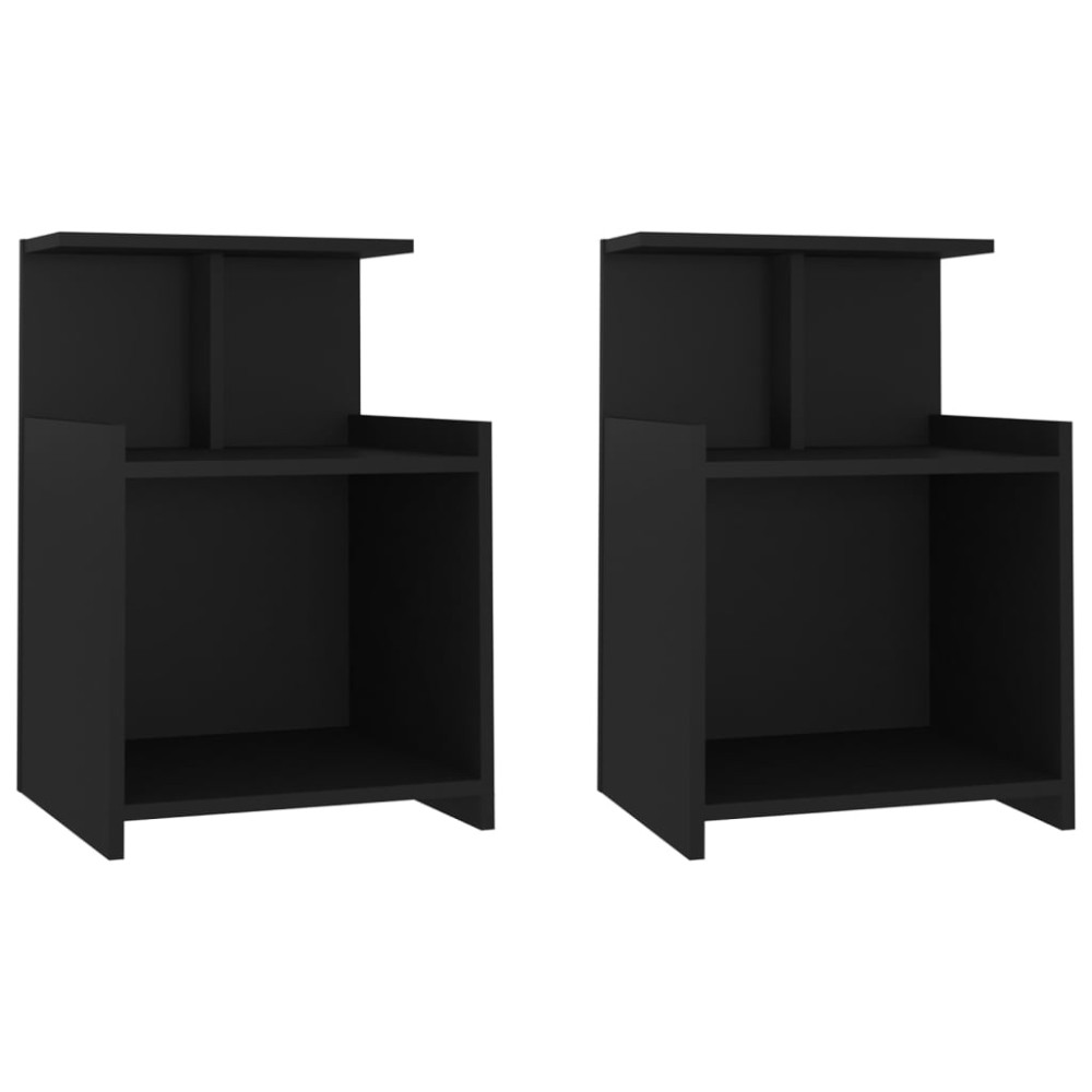 vidaXL Noptiere, 2 buc., negru, 40x35x60 cm, lemn compozit