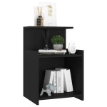 vidaXL Noptiere, 2 buc., negru, 40x35x60 cm, lemn compozit vidaXL Noptiere, 2 buc., negru, 40x35x60 cm, lemn compozit