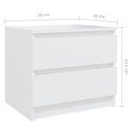 vidaXL Noptiere, 2 buc., alb, 50x39x43,5 cm, PAL